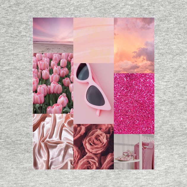 Pink Tulips and Glitter Print by madiwestdal